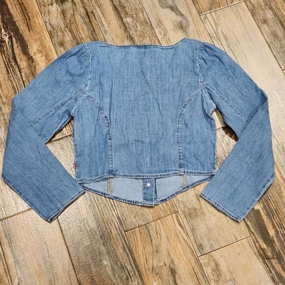 🔸️NWT Levi's "Daryn" Corset Long Sleeve Denim Top Medium - Picture 4 of 11